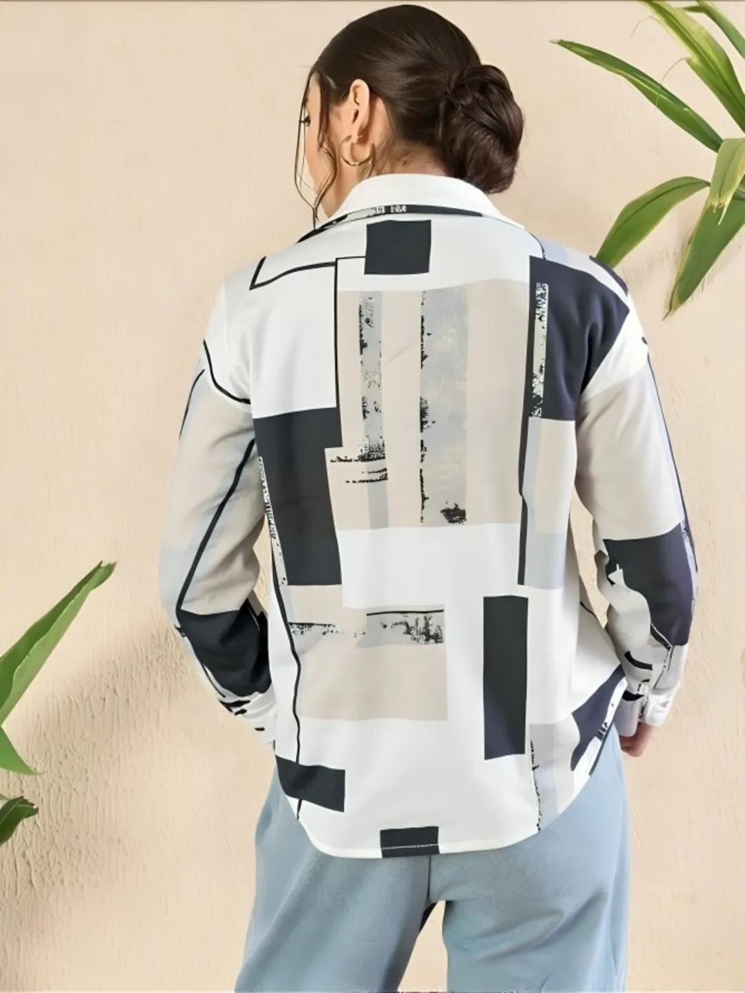 womens printed satin shirt